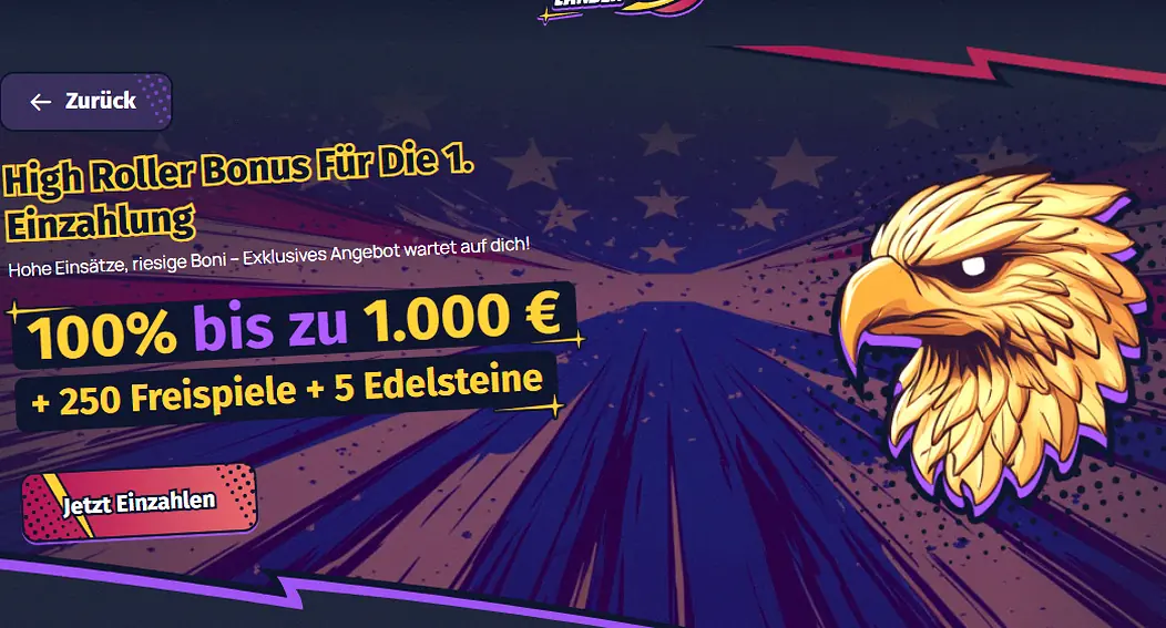 Kassenseite des Spinlander Casino – Gesamtansicht des Einzahlungsbereichs mit Kacheln der Zahlungsmethoden, Kontostand und Betragsfeld