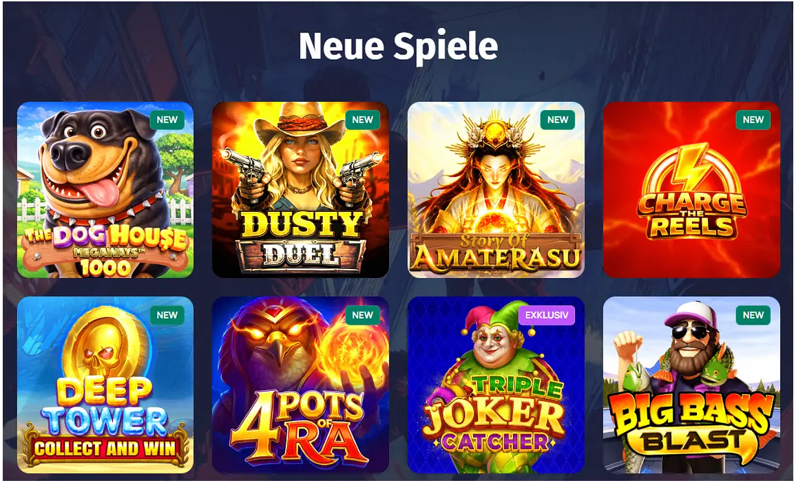 Screenshot des Spielkatalogs von Spinlander Casino auf dem Smartphone – Slots, Live, Crash